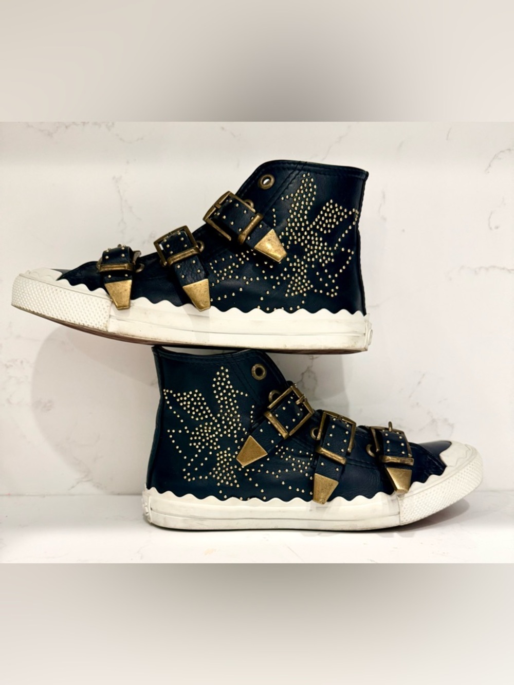 Chloe Leather Studded Sneakers